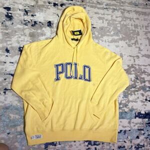 Polo Ralph Lauren Yellow Cotton Pullover Hoodie Men's XXL Embroidered Logo